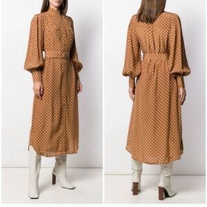 Zimmermann Tan Polka Dot Long Sleeve Dress